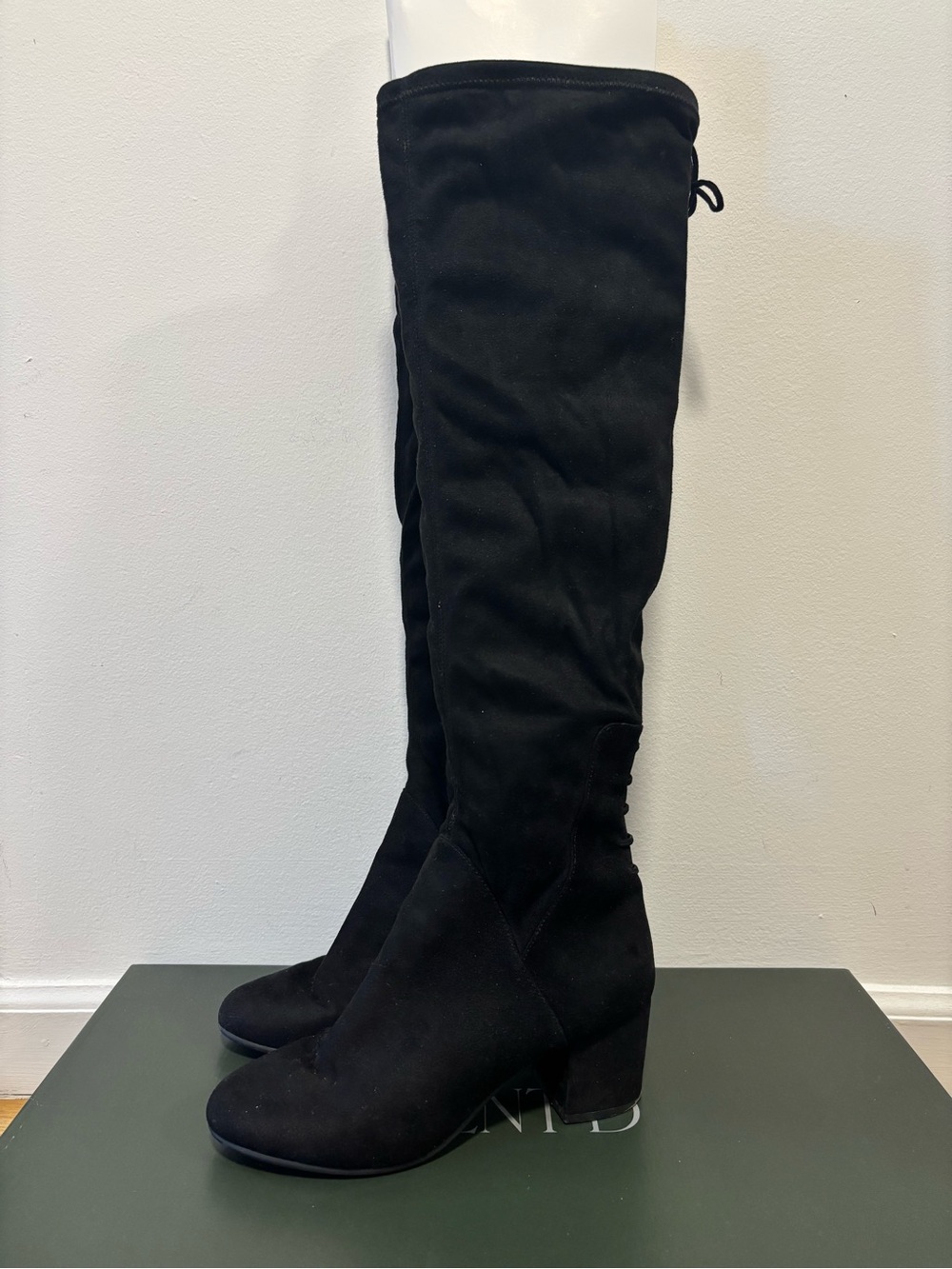 Black Over-the-Knee Block Heel Boots